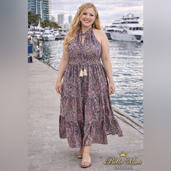 RHEA Dresses & Skirts - Floral Halter Maxi Dress by Rhea